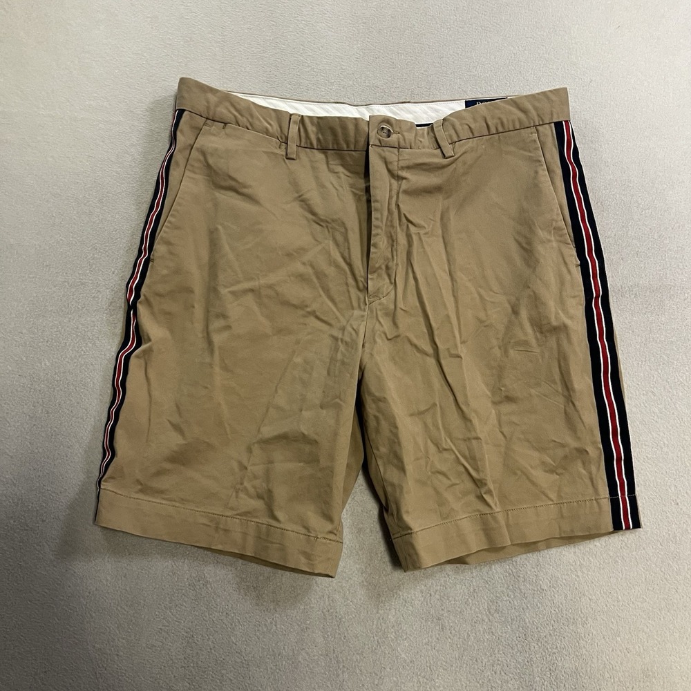 Polo Ralph Lauren Chino Shorts Mens Size 36 Khaki Striped 9 Inch Golf Rugby Golf